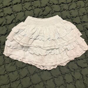 LoveShackFancy Girls Riveria Blue Ruffled Eyelet Tiered Skirt